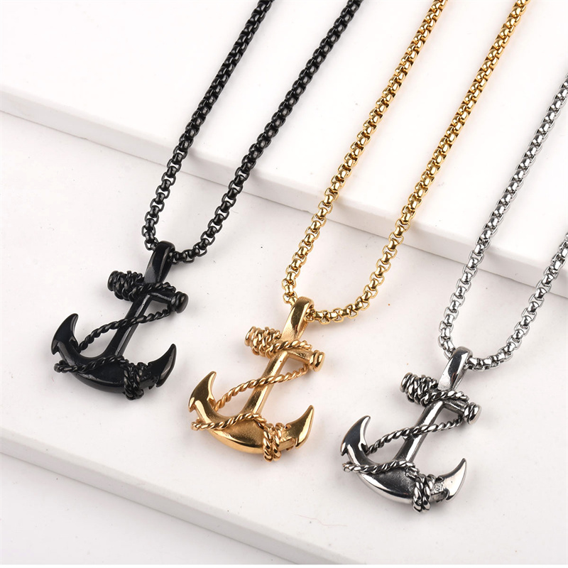 Battle Rope Anchor - Collana con ciondolo uomo marinaio con